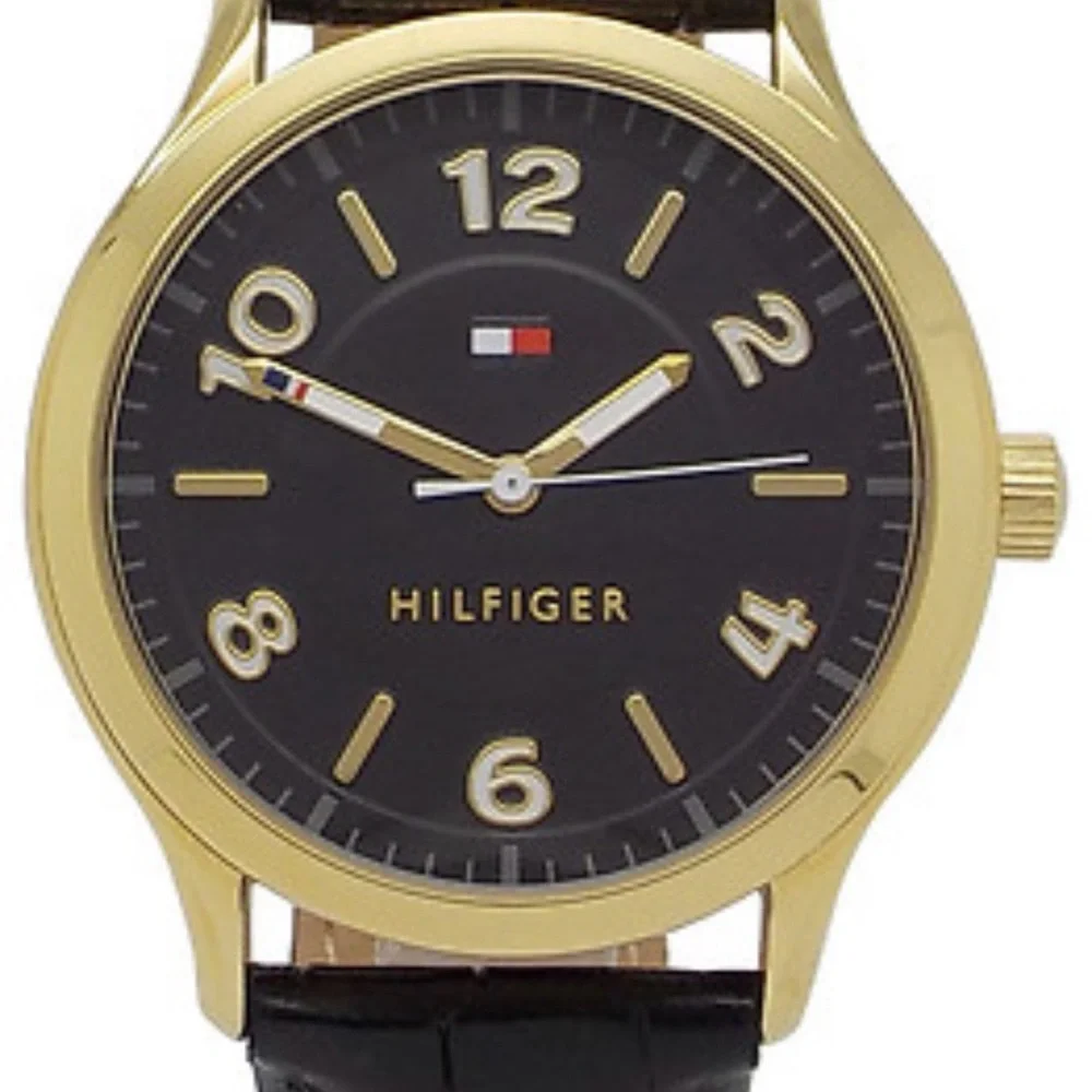 Tommy Hilfiger Black and Gold Timepiece Unisex